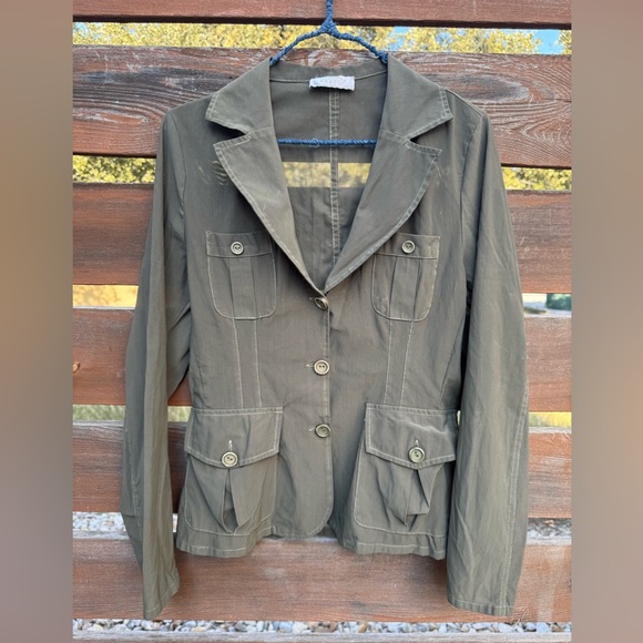 Vintage Elenora Amadei Sheer Olive Green Blazer Size MD - Picture 3 of 13